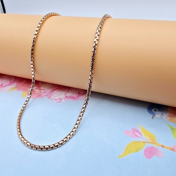 "Slim Rose Gold Box Chain Necklace for Men & Women, 19.7 Inch Length, XPNL0077 - Picture 5 of 12